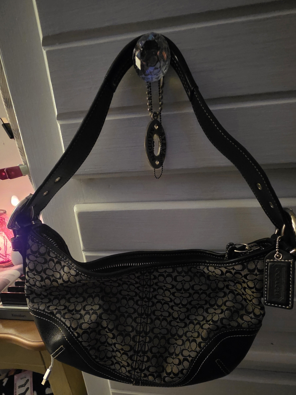 Coach Black and Gray Signature Canvas Shoulder Bag - Picture 7 of 12